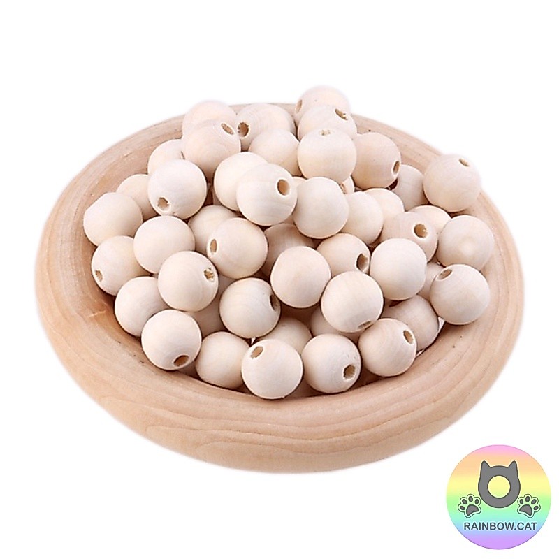 ลูกปัดไม้ทรงกลมขนาดใหญ่ สีธรรมชาติ เจาะรูตรงกลาง ขนาด 25 มม. เหมาะกับงานประดิษฐ์ เครื่องประดับ งานDIYต่างๆ