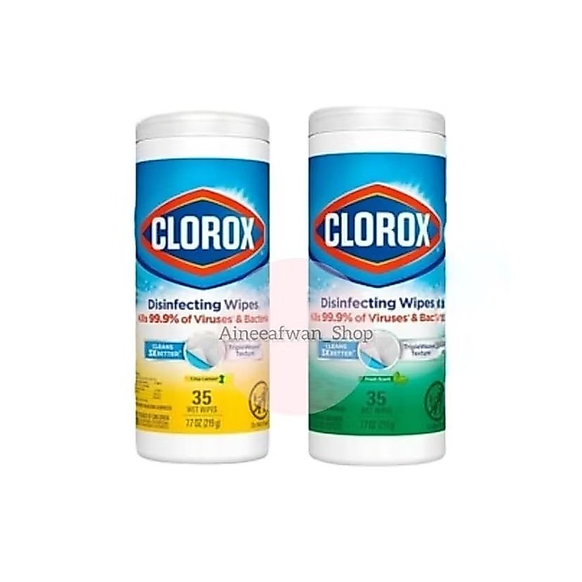 Clorox​ wipes ทิชชู่​เปียก ฆ่าเชื้อไวรัส แบคทีเรีย 99.9% กระปุกมี 35 แผ่น