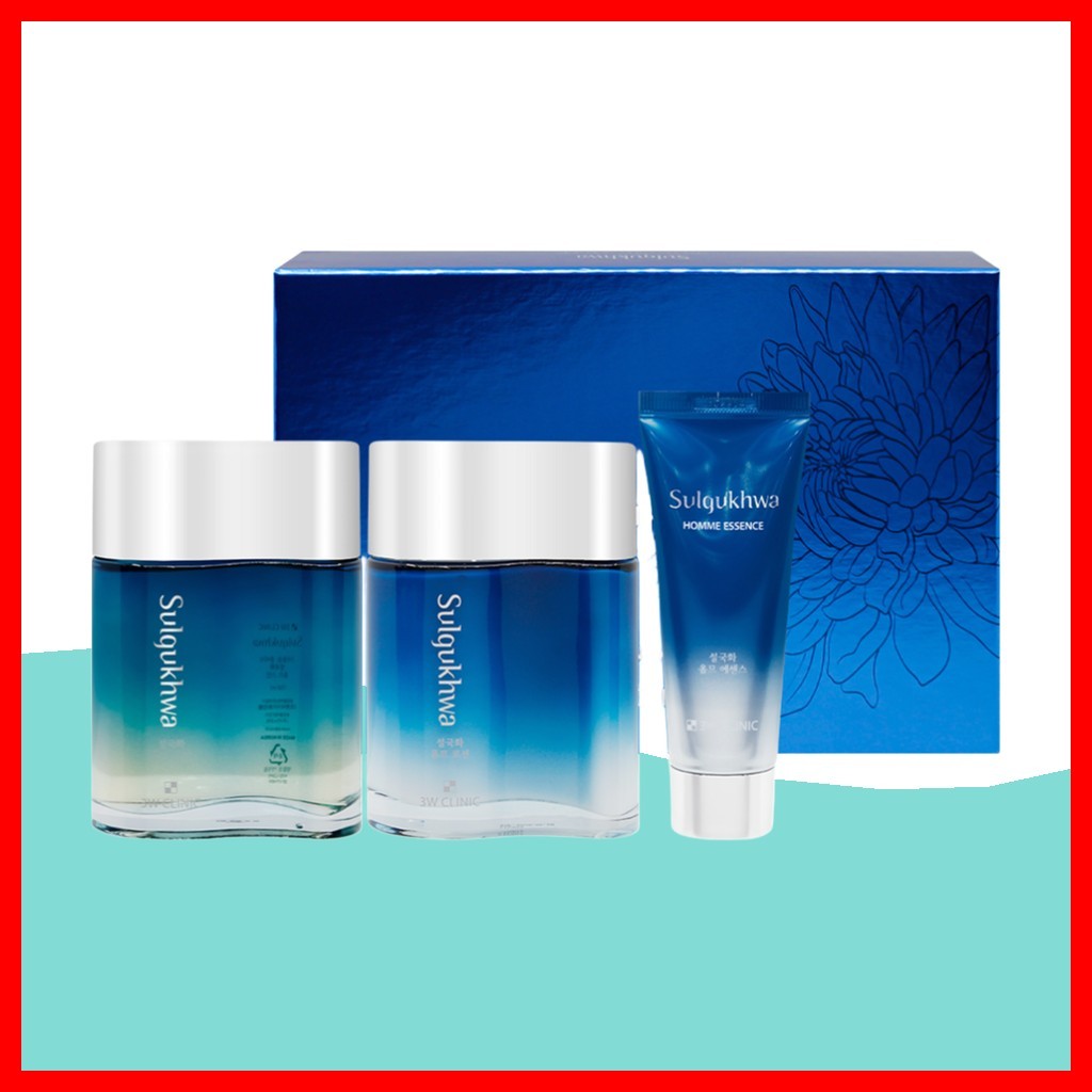 3W CLINIC [คลินิก 3w] Sulgukhwa Homme Skin Care Set, 3 ชิ้น / เกาหลี Skin Care Set / Grooming Essent