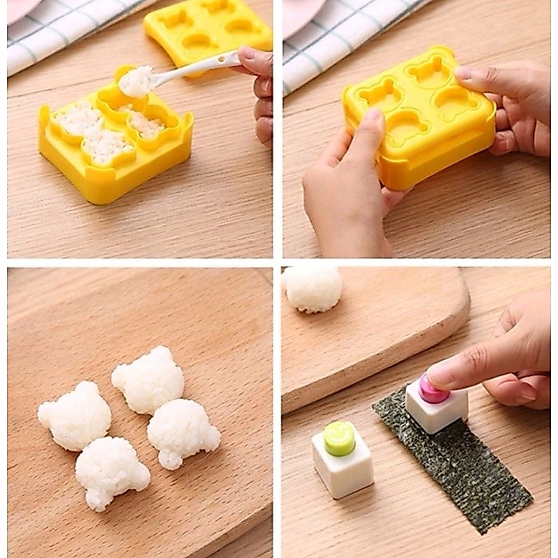 🐼พร้อมส่ง🐻 พิมพ์กดข้าวหมี/ทรงกลม พร้อมที่ปั๊มหน้าหมี 2 ชิ้น