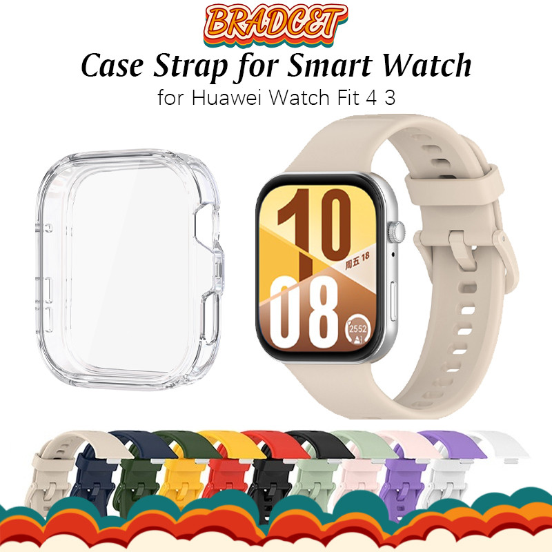 สายยาง TPU อ่อนนุ่ม for Huawei Watch Fit 3 4 สายซิลิโคนกีฬาป้องกันหน้าจออุปกรณ์เสริมกรณี for Huawei Fit 4