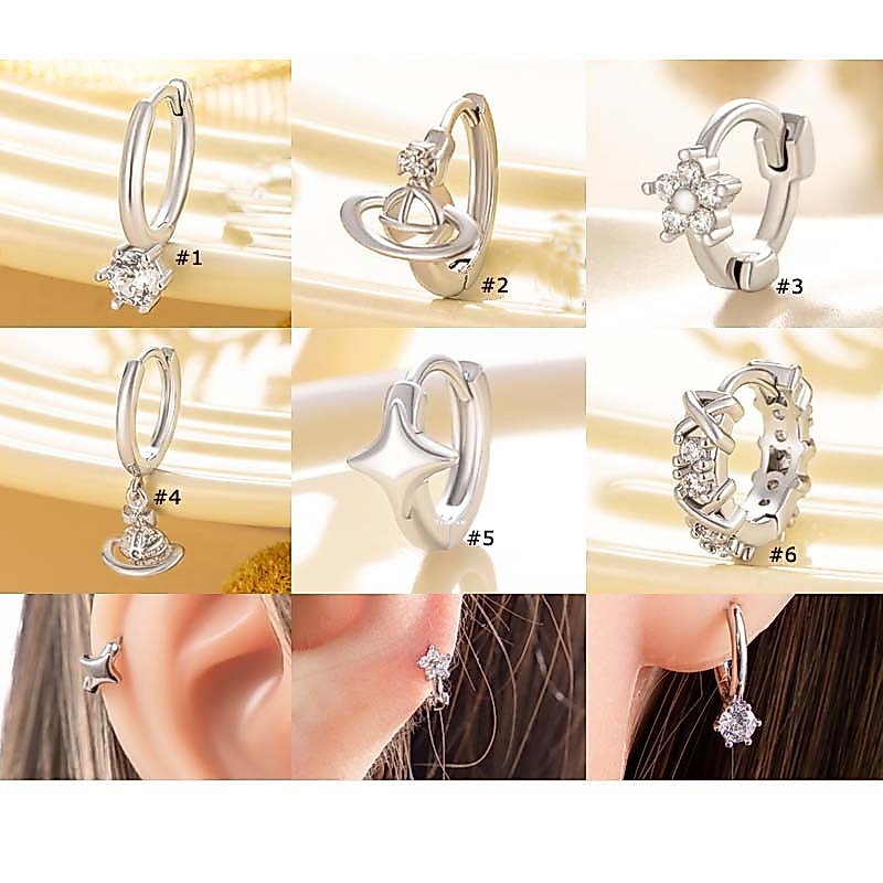 1 ชิ้น Chic กระดูกอ่อน Hoop ต่างหูแหวน Pinna Lobe เจาะดอกไม้ Planet Shape