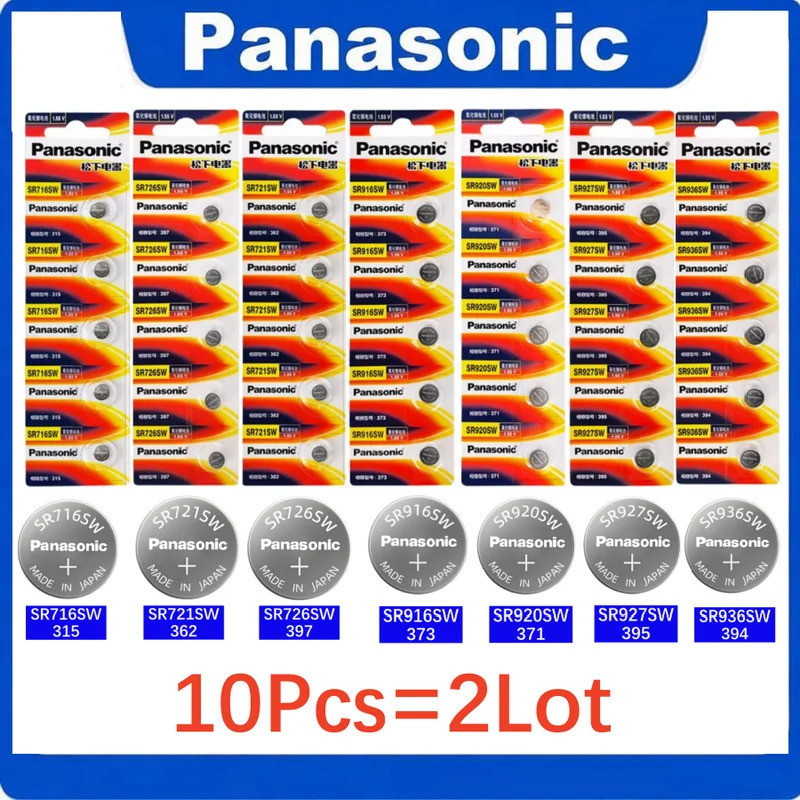 10 ชิ้น Panasonic แบตเตอรี่เดิม SR716SW 315 SR721SW 362 SR726SW 397 SR916SW 373 SR920SW 371 SR927SW 