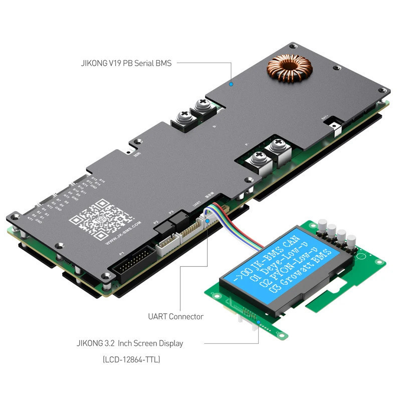 JIKONG BMS 3.2 นิ้ว SOC Power Display ทํางานสําหรับ JK PB Series JKBMS สําหรับ pb1a16s10p pb1a16s15p