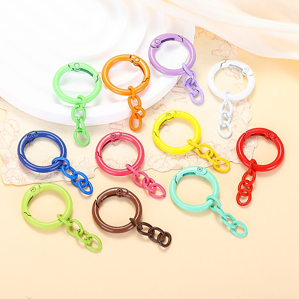 10 ชิ้นโลหะสีฤดูใบไม้ผลิหัวเข็มขัดขยายโซ่พวงกุญแจทำด้วยมือ DIY พวงกุญแจอุปกรณ์เสริม