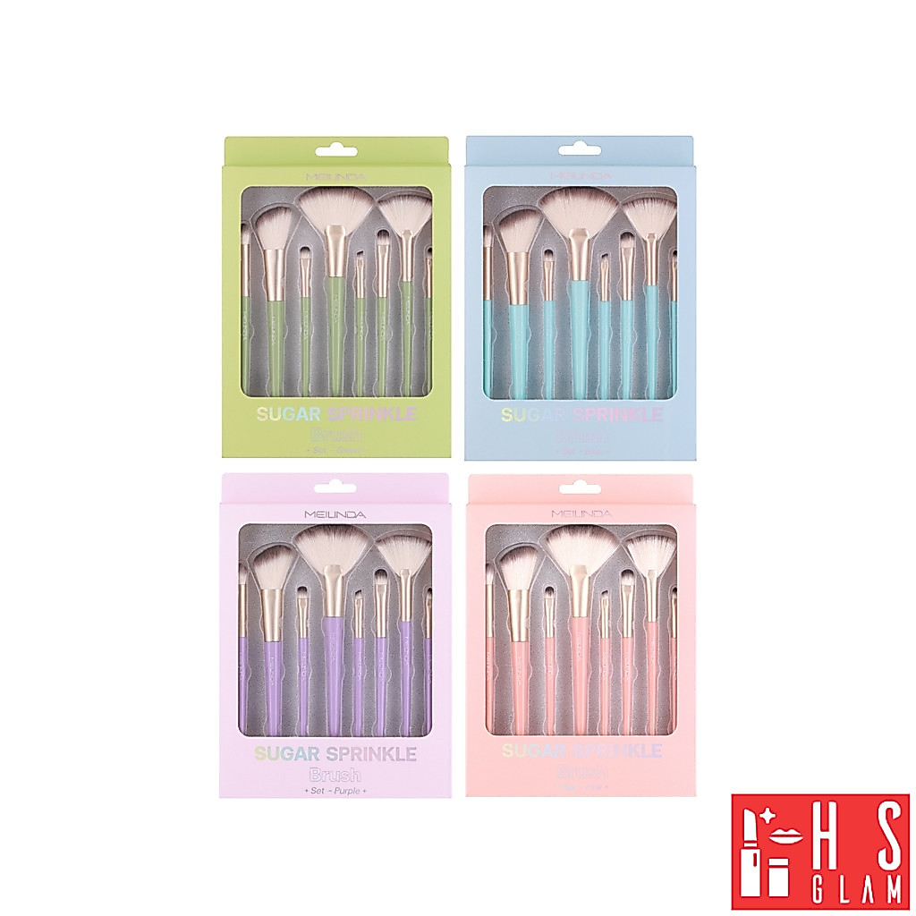 MEILINDA Sugar Sprinkle Brush เมลินดา แปรง แต่งหน้า ครบชุด ขนนุ่ม สีสวย ใช้ง่าย 1 กล่อง มี 8 เบอร์