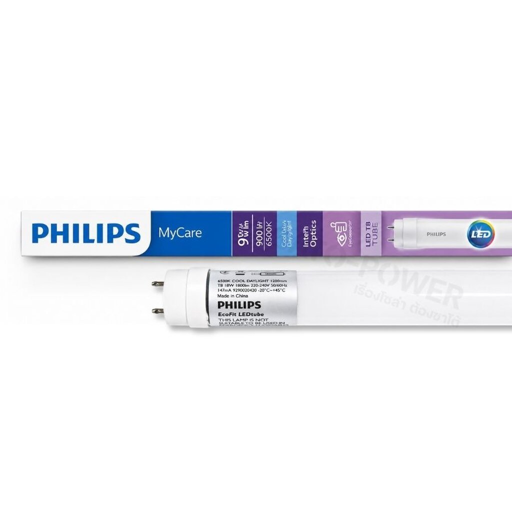 PHILIPS หลอด LED T8 ECO Fit | 8W 18W | ไฟเข้าด้านเดียว พร้อมหัวสตาร์ทเตอร์ LED