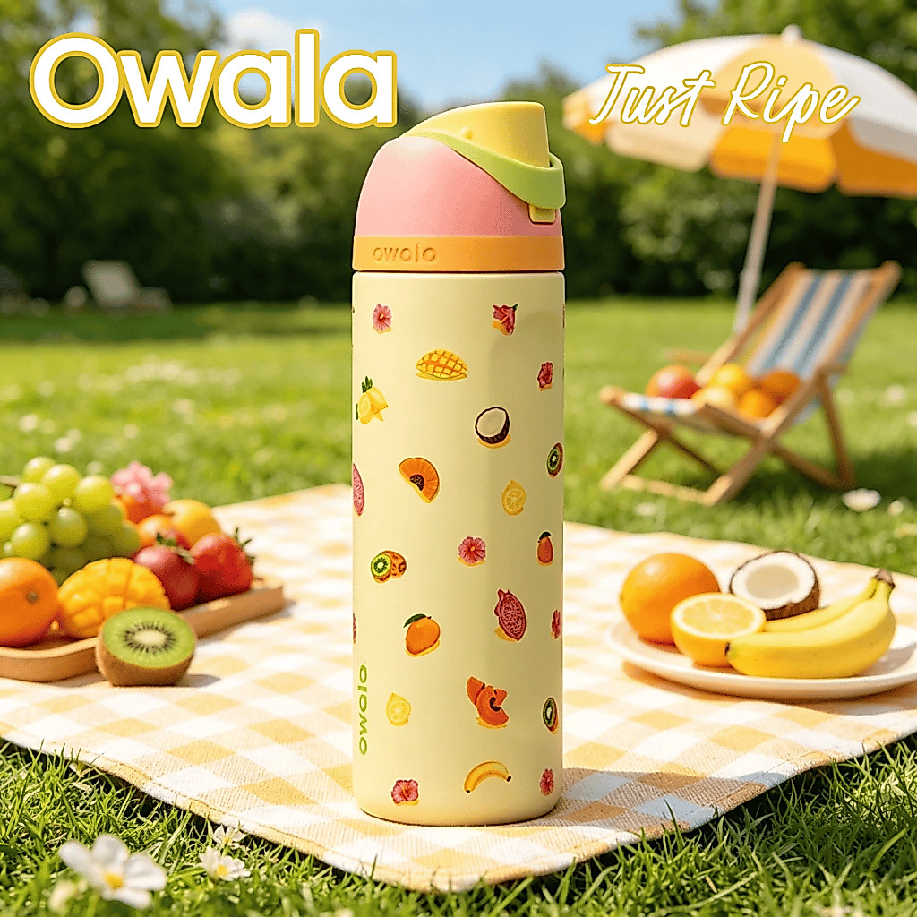 Owala FreeSip 24oz Birthday Bash Just Ripen แก้วน้ำสแตนเลสเกรด 304 เก็บอุณหภูมิ ไม่มีสาร BPA กันรั่วซึม