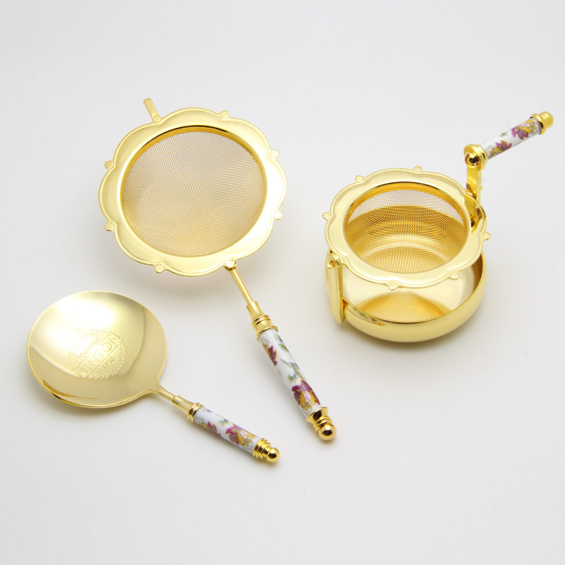 ญี่ปุ่นนําเข้า Minton Minton ทองแดง Gold-Plated Silver-Plated ชากรอง Bone China ชุดกรองชาคุณภาพสูงชุ
