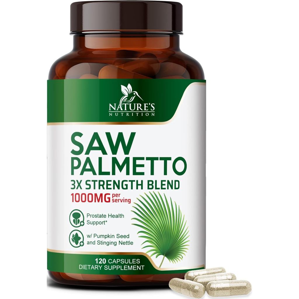 Saw Palmetto for Men - 3X Strength Prostate Health Supplements for Men's Health Support - with Sting