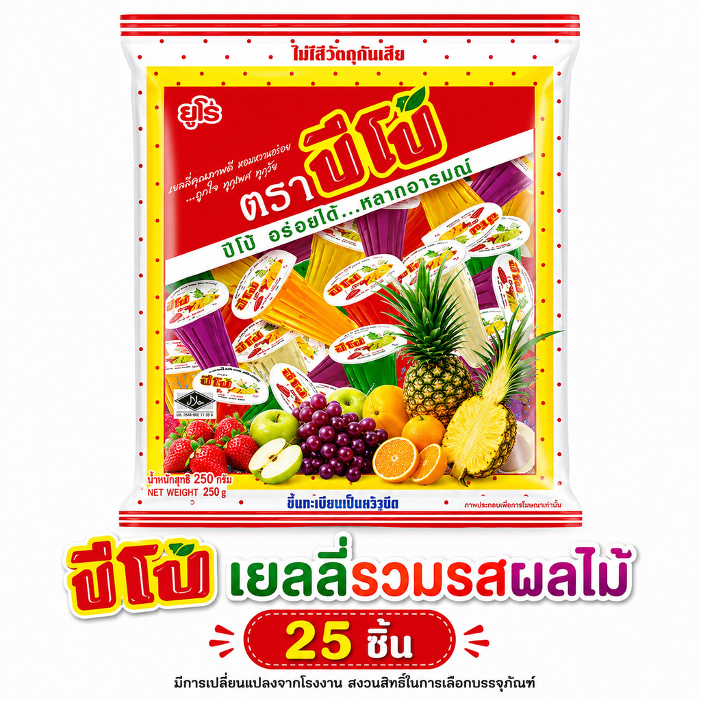 [ 3+3 ถุง ]PIPO ปีโป้  25 ชิ้น เยลลี่ปีโป้ เยลลี่ ขนมเยลลี่ เยลลี่รวมรสผลไม้ ขนมยกแพ็ก อร่อยได้ หลากหลายอารมณ์