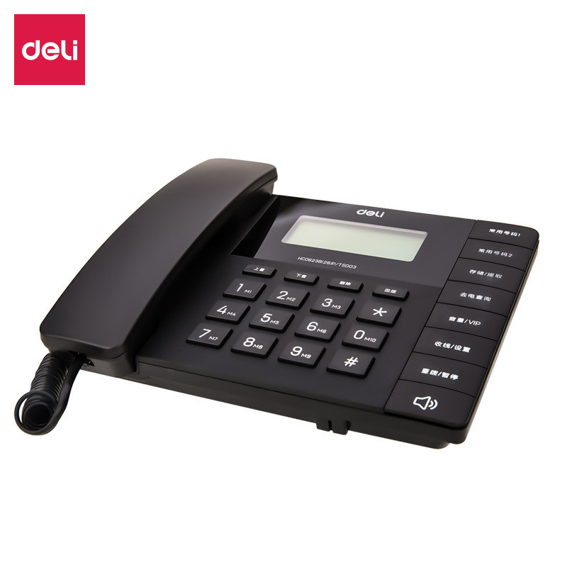 Deli 13567 สีดําแบบมีสายนั่งโทรศัพท์คงที่สํานักงานนั่งเครื่อง Caller ID Stand-alone Home