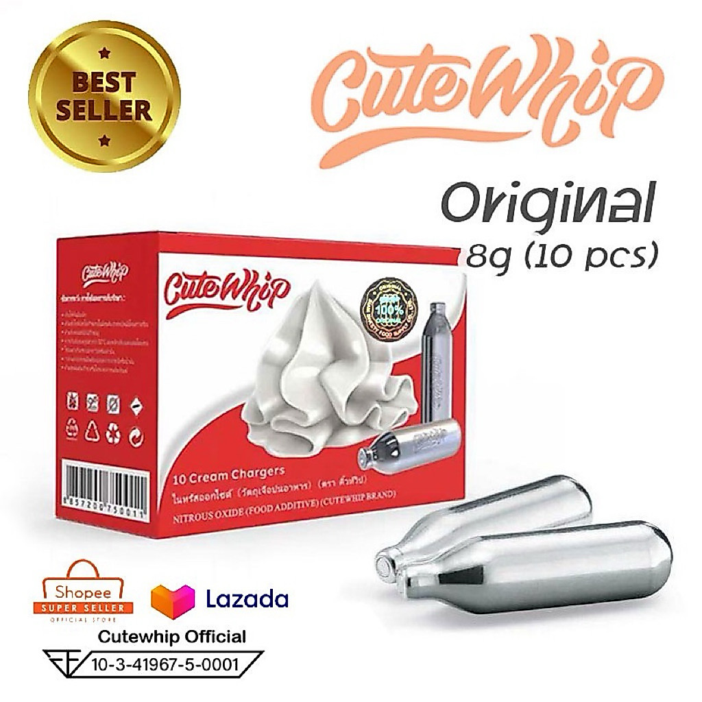 Cutewhip Original แก๊สทำวิปครีม N2O กลิ่นออริจินอล (10 หลอด) ของแท้💯 ส่งไว ปลอดภัย