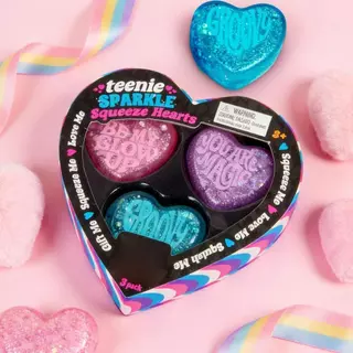 【💜ส่งไวจากไทย💜】 Schylling NeeDoh Teenie Sparkle Hearts ชุด 3-in-1 สกุชชี่หัวใจ สโลวรีบาวด์ ของเล่นคลายเครียด