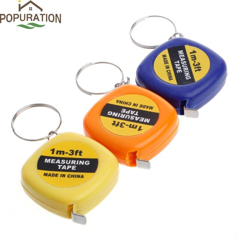 Easy Retractable Ruler Tape Measure Mini Portable Pull Ruler Keychain 1m/3ft