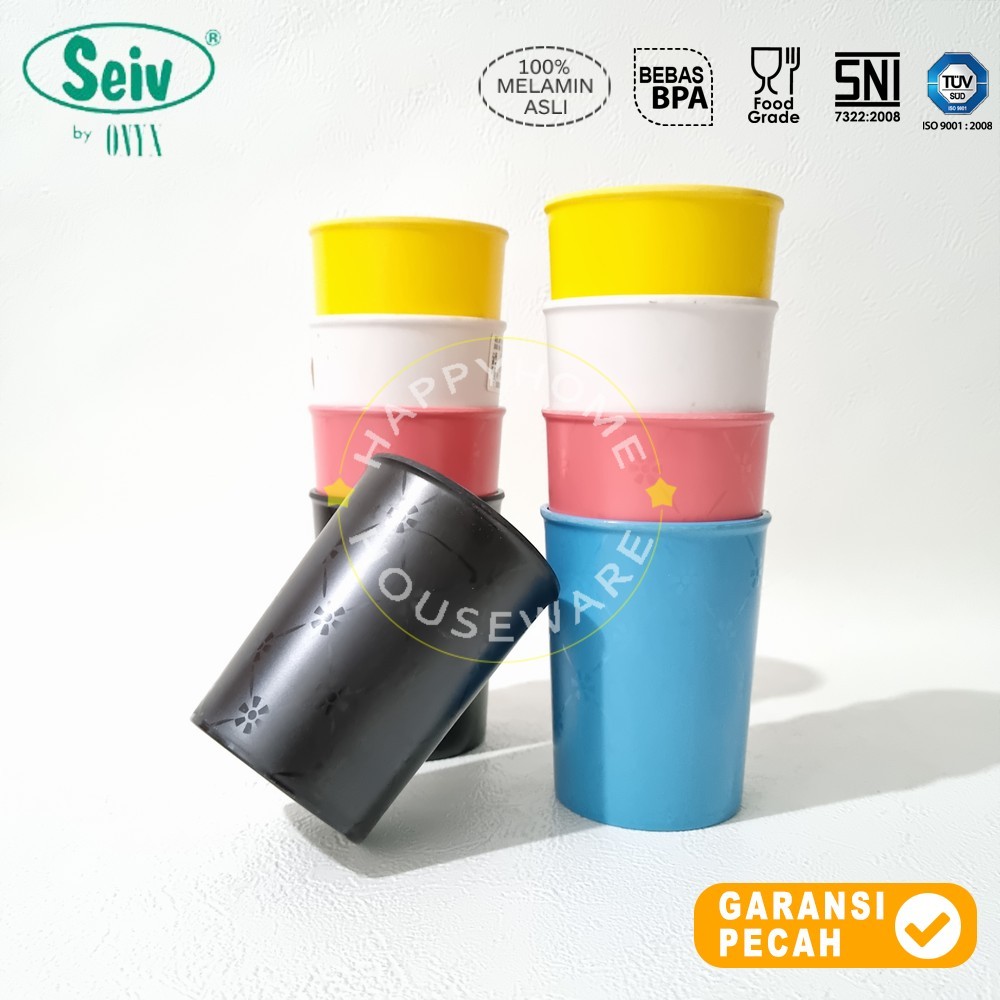 SEIV ถ้วยเมลามีน 300ml แก้วน้ํา Fiori สีดํา Seiv by Onyx 9cm