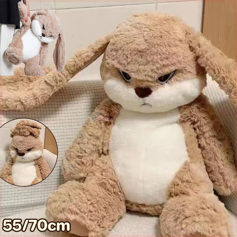 55/70cm กระต่ายโกรธ ตุ๊กตากระต่าย กระต่ายหูยาว นุ่มฟู ของเล่นตุ๊กตา ของขวัญวันเกิด ของขวัญสำเด็ก