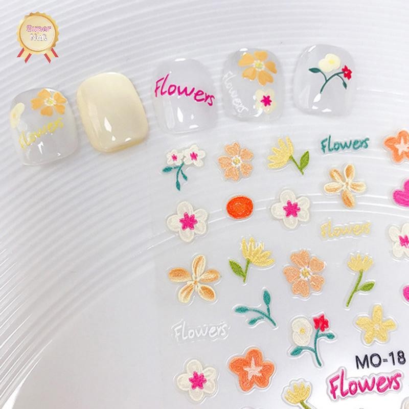 FLTH 5D ดอกไม้การ์ตูนสติกเกอร์เล็บ Self-Adhesive Diy น่ารัก 5d บรรเทาดอกไม้รูปแบบเล็บ Slider สติกเกอร์ตกแต่ง Vary - รูปที่ 3