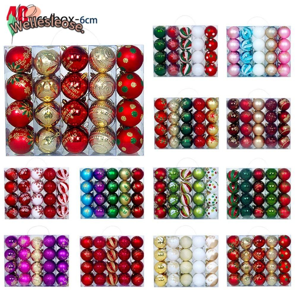WELLE 40PCS ลูกบอลต้นคริสต์มาส,พลาสติก Suspensable Christmas Ball ชุด,คุณภาพสูง 6 ซม.Multicolor Xmas Baubles Party