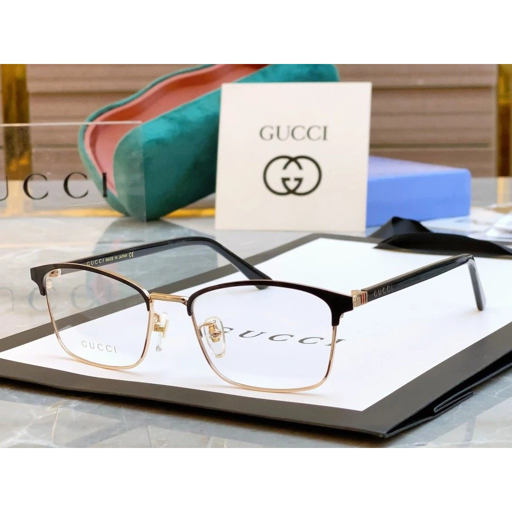 Guc * GG01475OJ Metal Gucci Flat Glasses Celebrity Style Square Frame Optical Glasses สามารถติดตั้งก