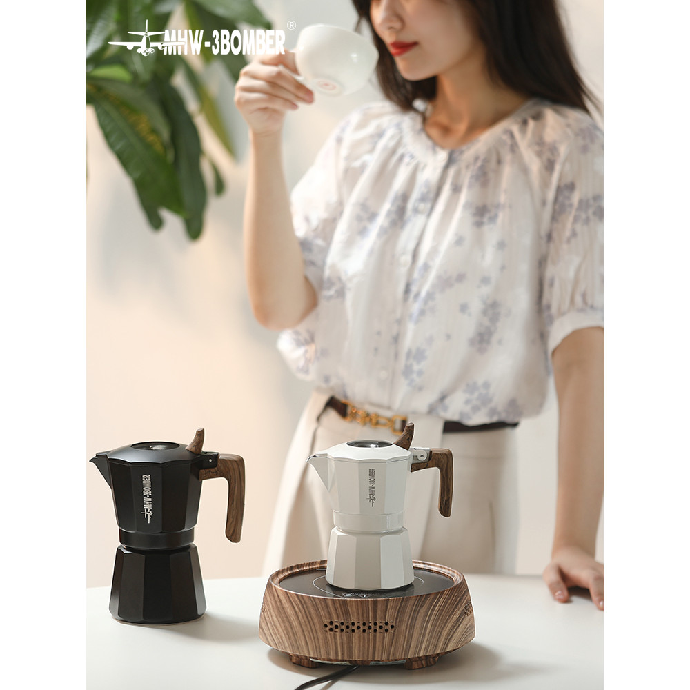 MHW-3BOMBER Bomber Double Valve Moka Pot Espresso Pot ชงกาแฟในครัวเรือนเครื่องใช้ไฟฟ้ากลางแจ้ง