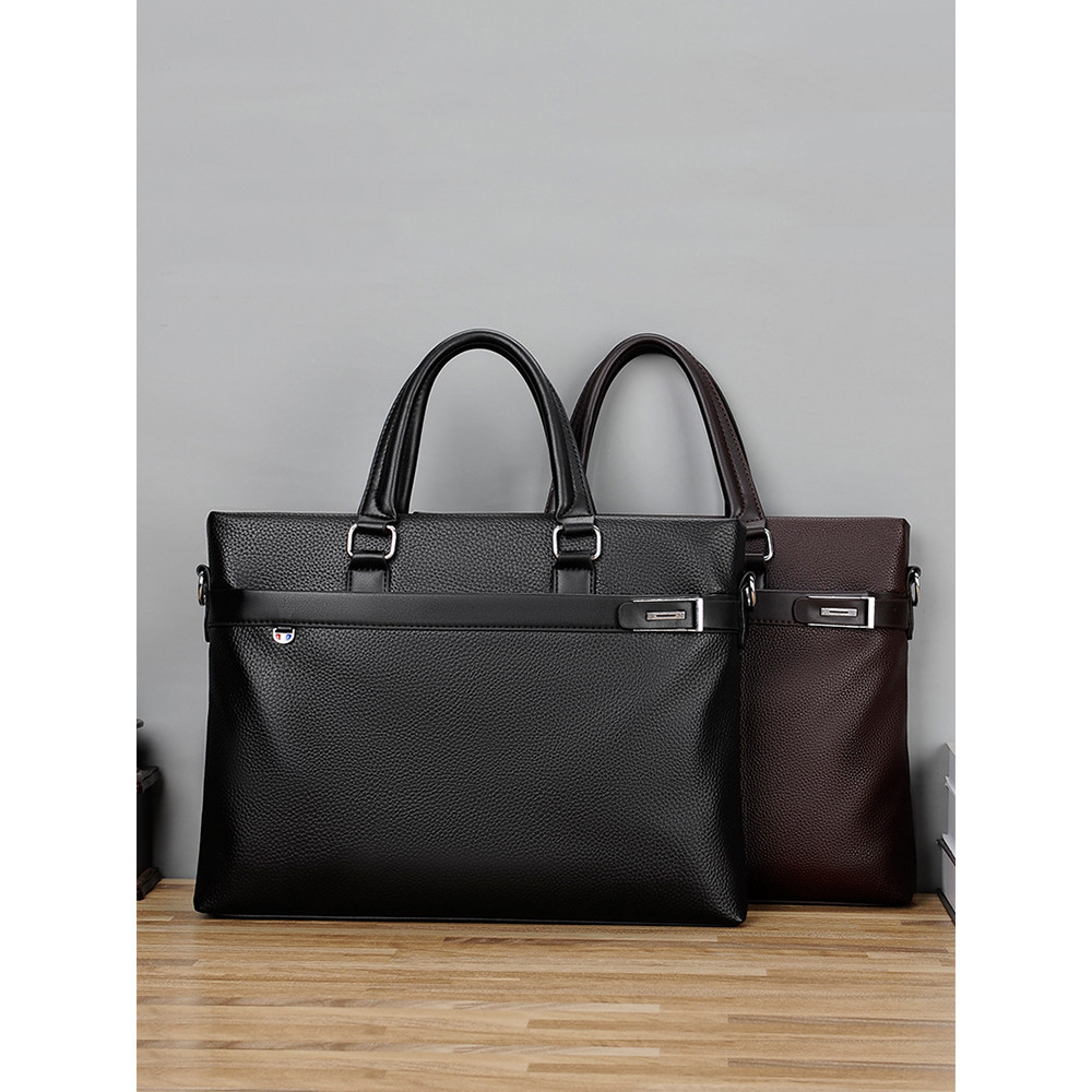 Men Briefcase Civil Service กระเป๋าถือ Designer ธุรกิจ High-End Sense กระเป๋าสะพาย Commuter 47 ซม.กร