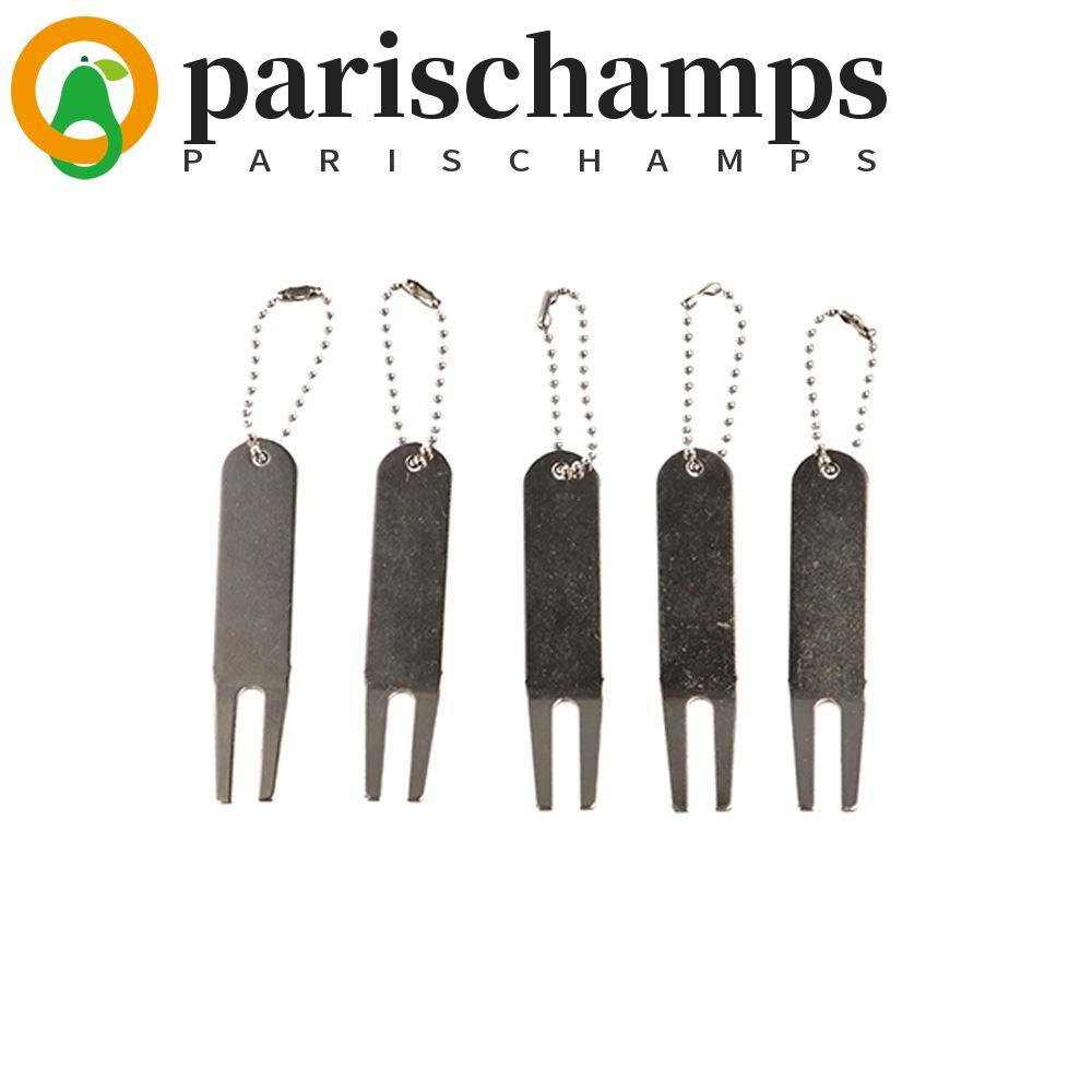 PARISCHAMPS เครื่องมือซ่อมร่องกรีน กอล์ฟ divot repair tool สังกะสีอัลลอยด์พร้อมโซ่ลูกปัด ของขวัญสำหรับนักกอล์ฟ