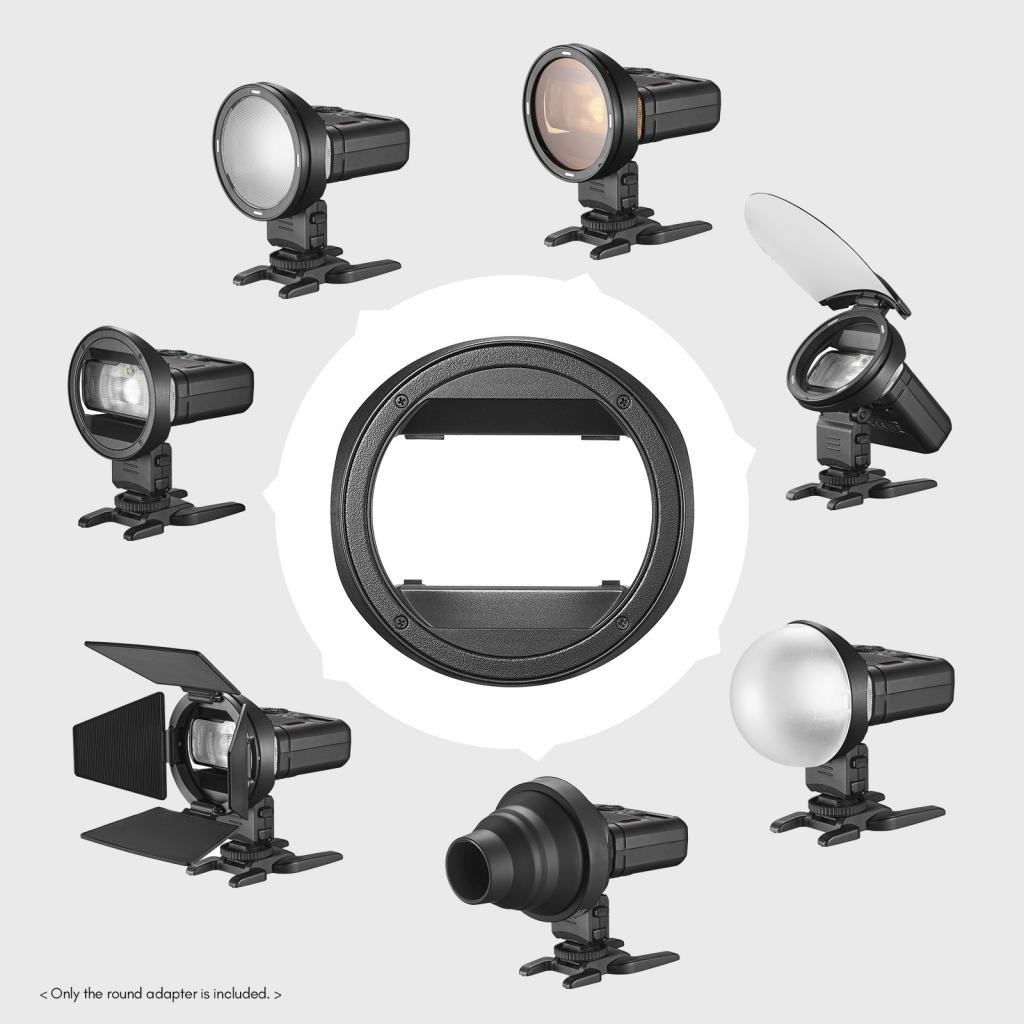 Happyday365-th Godox MF-CB Round Adapter สำหรับ Godox MF12 MACRO FLASH AK-R1 ซีรี่ส์อุปกรณ์เสริม