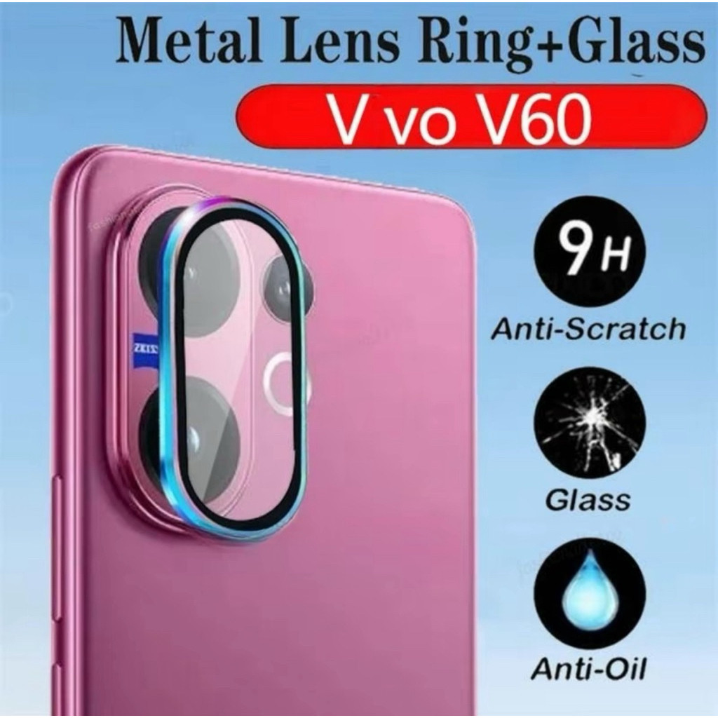 ฟิล์มวงแหวนเลนส์กล้อง สำหรับ Vivo V60 5G กระจกนิรภัย กันรอยแบบเต็มฝาครอบ