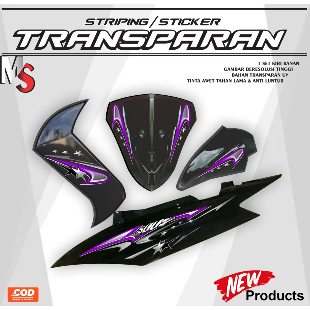 YAMAHA MIO SOUL TRANSPARENT STRIPING STICKER ใหม่ล่าสุด MTF STAR DESIGN 09 ตัวแปร