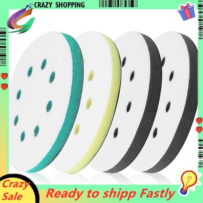 4 แพ็คแผ่นขัดโฟมสําหรับ Orbital Sander, 5 นิ้ว 8 หลุม Orbital Sander Surfprep แผ่นโฟม