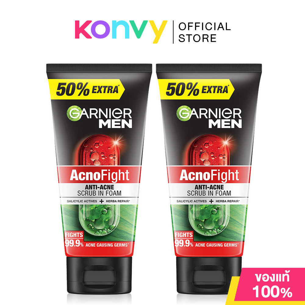 Garnier Men Acnofight Anti-Acne Scrub in Foam [150ml x 2pcs].