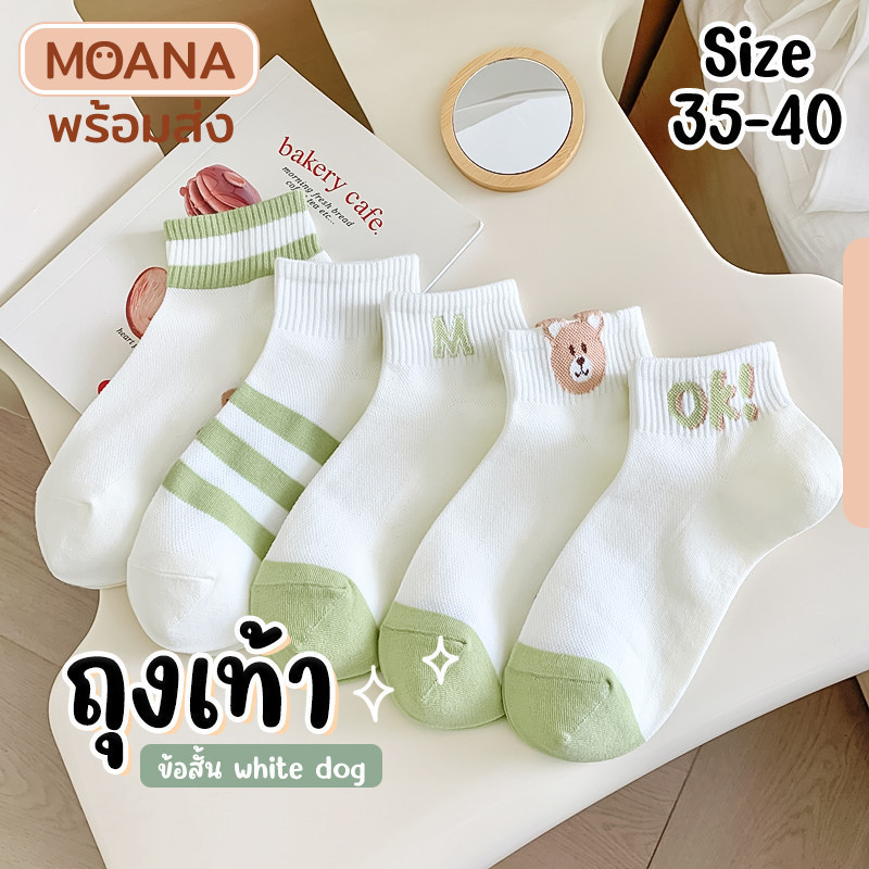 พร้อมส่ง : ถุงเท้า ข้อสั้น ok green เขียวอ่อน 5 คู่ น่ารัก ใส่ได้ทุกวัน เนื้อผ้านุ่ม แฟชั่น