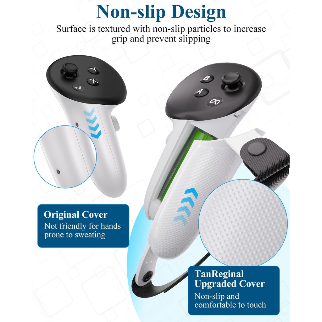 Controller Grips ใช้งานร่วมกับ Meta Quest 3S/Quest 3, แบตเตอรี่สําหรับ Oculus Quest 3/3S, ฝาครอบด้าม