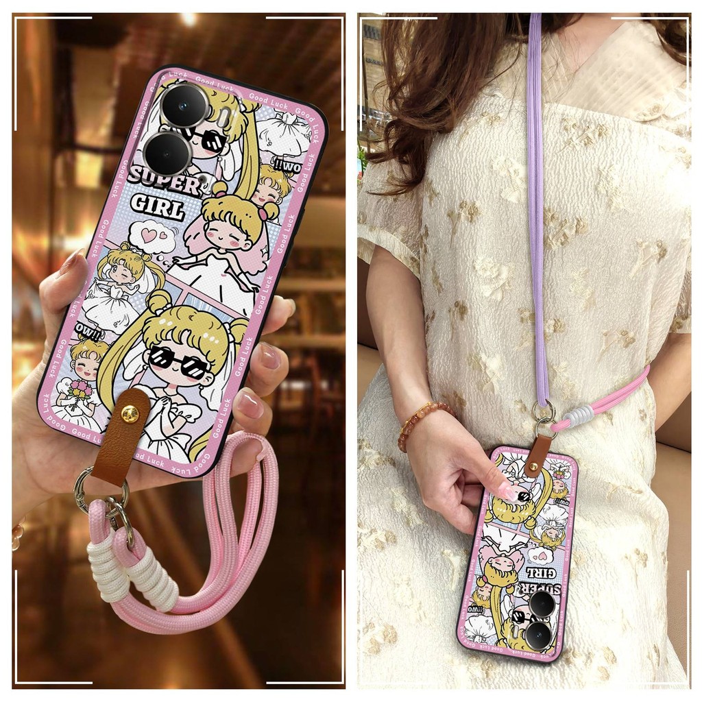 Creative Diagonal OPPO Realme Neo7X/Realme 14 รุ่นในประเทศ/P3 5G เคสโทรศัพท์สายรัดข้อมือการ์ตูนป้องก