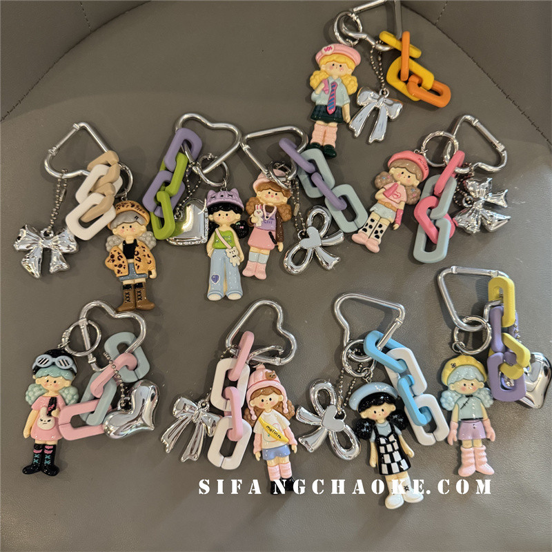 การ์ตูนการ์ตูน Popcorn miu Series ตุ๊กตาพวงกุญแจรถกระเป๋านักเรียนเครื่องประดับคู่รักแฟนของขวัญกระเป๋าตกแต่งจี้
