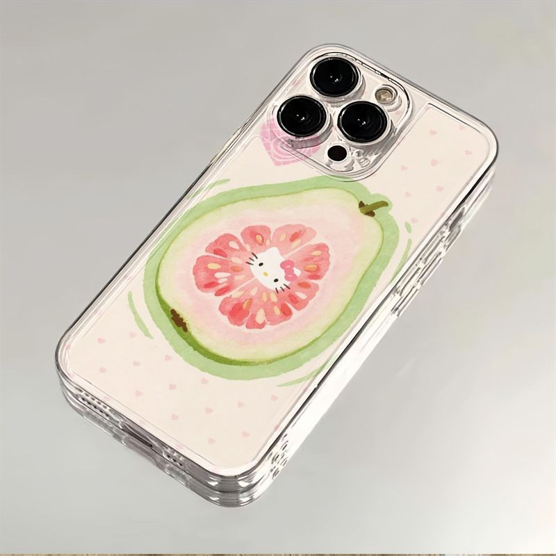 Hello Kitty GuavaปลอกใสสําหรับiPhone 16 15 14 13 12 11 Pro XS Max X XR 8 7 Plus Soft Caseคลุมทั้งหมด