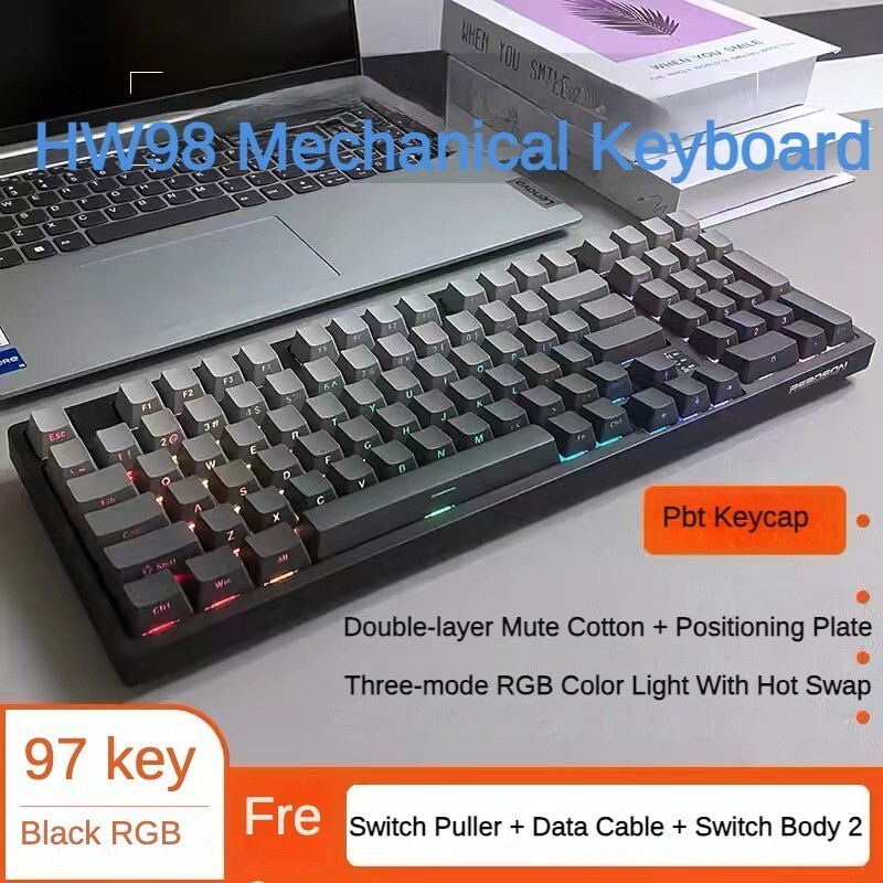 2024 Lychee Gaming HW98 Key ที่กําหนดเองคีย์บอร์ด 2.4G บลูทูธสามโหมด Hot Swap คอมพิวเตอร์ esports RG