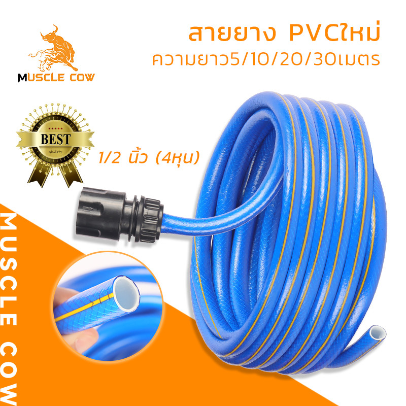 MUSCLE COW สายยาง PVC สีฟ้า 1/2 นิ้ว คุณภาพเยี่ยม ยืดหยุ่นดี ไม่รั่วซึม ขนาด 5m 