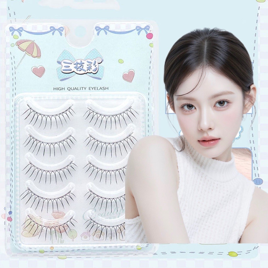 【Local Shipment 】✨5 คู่ U รูปร่าง Cross ขนตาปลอม Clear Stem Comic Eye สไตล์เกาหลีธรรมชาติ Reusable Lash Extension
