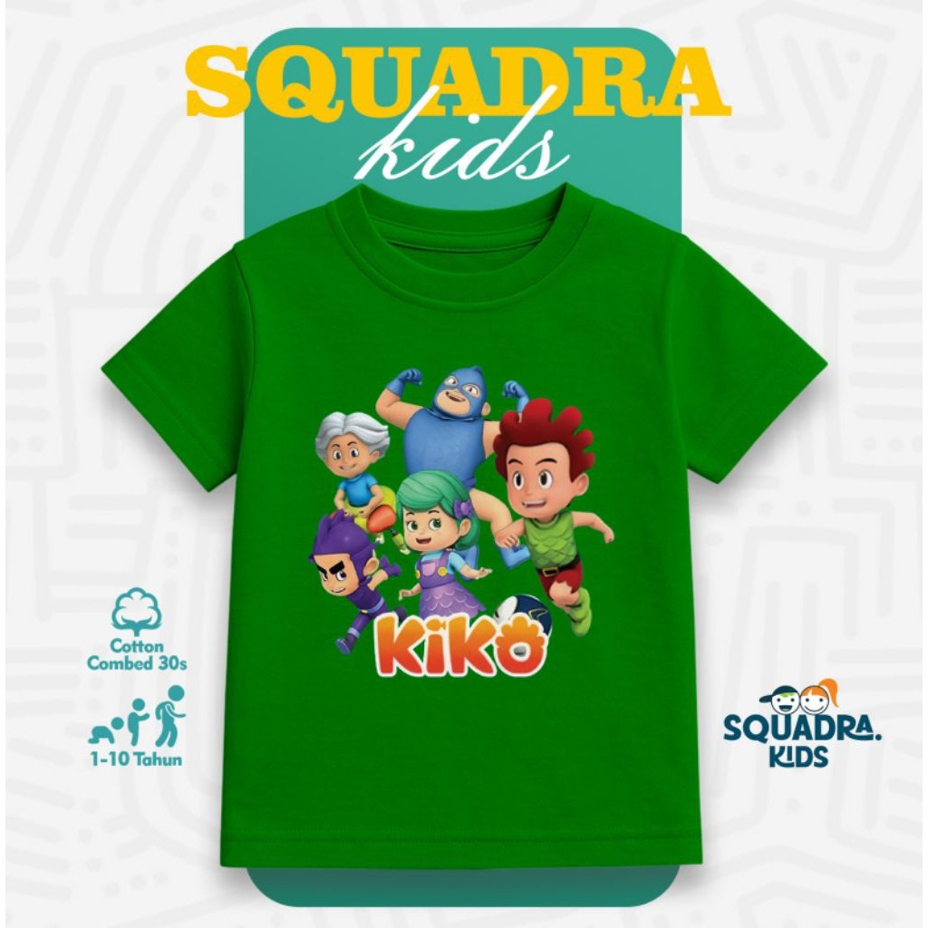 SQUADRA KIDS เสื้อการ์ตูน KIKO ล่าสุดสําหรับเด็กชายและเด็กหญิง