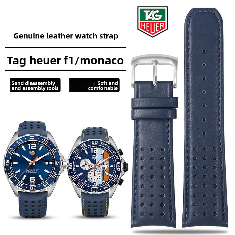 สายหนังกันน้ําทนทานขนาด 22 มม. 23 มม. สําหรับ TAG Heuer สูตร 1 Monaco Series - สายนาฬิกาทดแทน