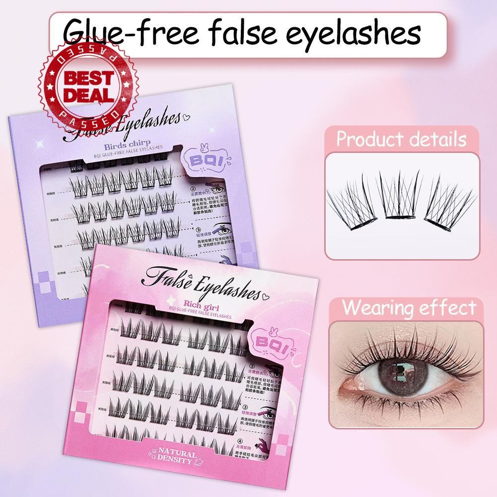 Bqi กาวฟรีขนตาปลอม Sunflower Curled Segmented Volume Eyelashes Lashes I8g3
