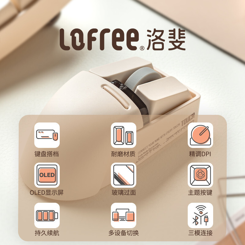 Lofree Lofi Ergonomic Mouse Bluetooth Office Gaming USB สามแม่พิมพ์เมาส์ชาร์จสําหรับเด็กผู้หญิง iPad