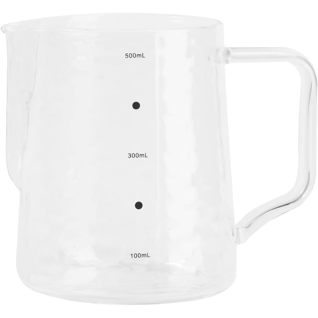 Jojofuny Coffee Milk Frothing Pitcher ถ้วยตวงแก้วผสมแก้วพร้อมที่จับ 500ml สําหรับ Espresso นึ่งวัด L