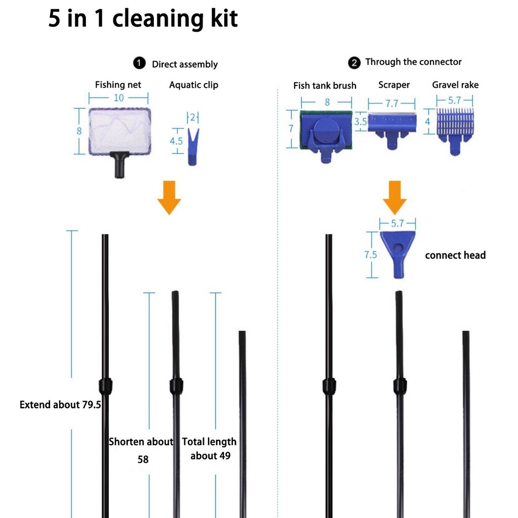 Aqua Tools อุปกรณ์ดูแลตู้ปลา 5 in 1 ขัดกระจก ที่ขูดตะไคร่น้ำ ตกปลา ส้อมปลูก เกลี่ยดิน และสวิง G13 ราคา ถูกที่สุด ดีลบีเคเค แกลเลอรีภาพที่ 3
