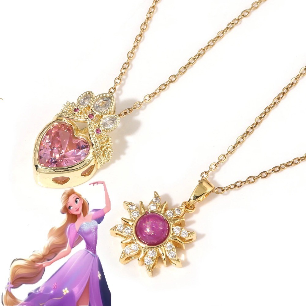 สร้อยคอมีจี้สไตล์Anime Rapunzel Sun Crown สำหรับผู้หญิง สีพาสเทลจากZircon เหมาะสำหรับของขวัญ