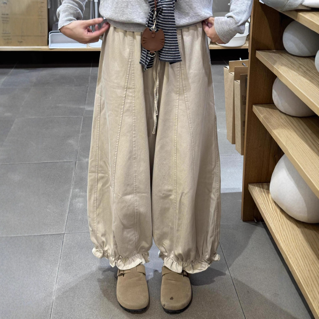เอวสูง ขากว้าง กางเกงลำลองผู้หญิง แบบใหม่ฤดูใบไม้ร่วง สไตล์ซิมเมอร์ ปลายขายาวคล่องตัว