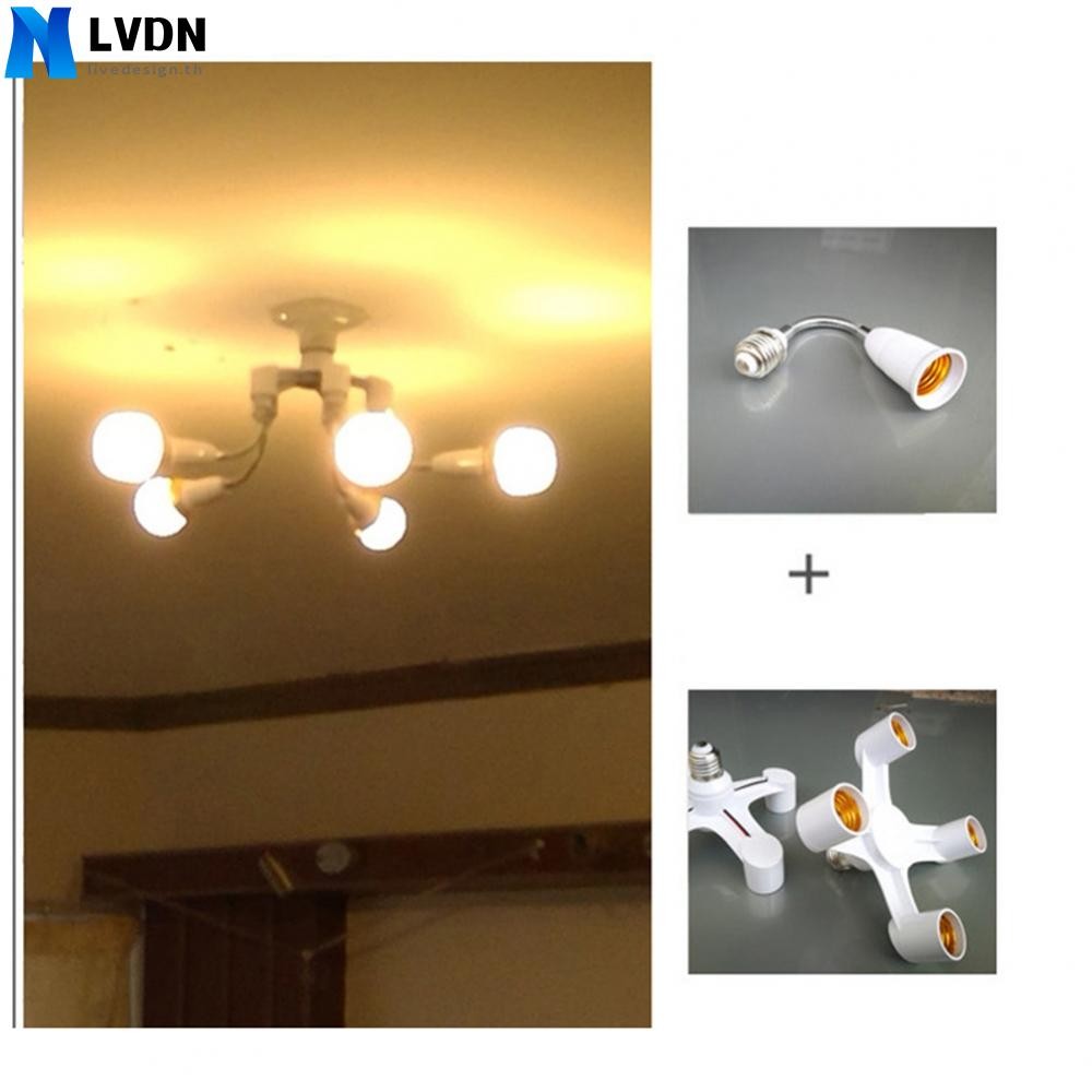 220V 4-Way LED Base Socket Adapter E27 to 4-E27 Lamp Holder Splitter Four Output