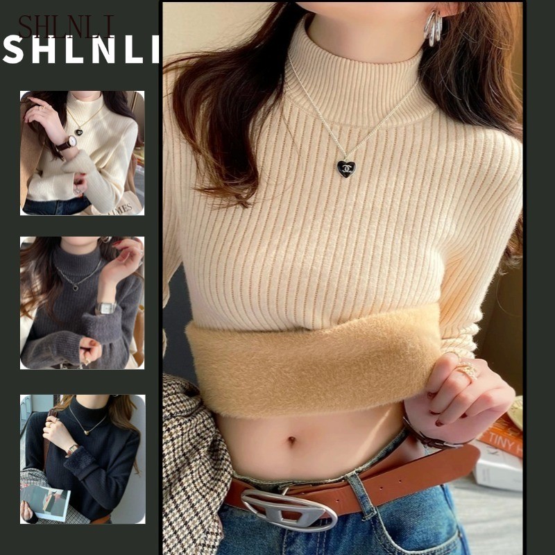 ฐานกำมะหยี่หนานอกฤดูหนาว ออกแบบครึ่งคอสูง ถักอย่างพิถีพิถัน